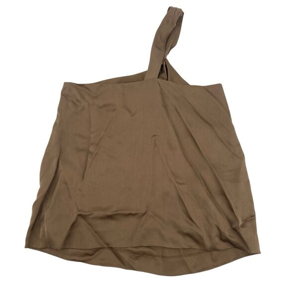 THEORY Size Small  Bark Brown BRIANI Silk Lined Single Knot Strap Relaxed Blouse - Picture 1 of 9